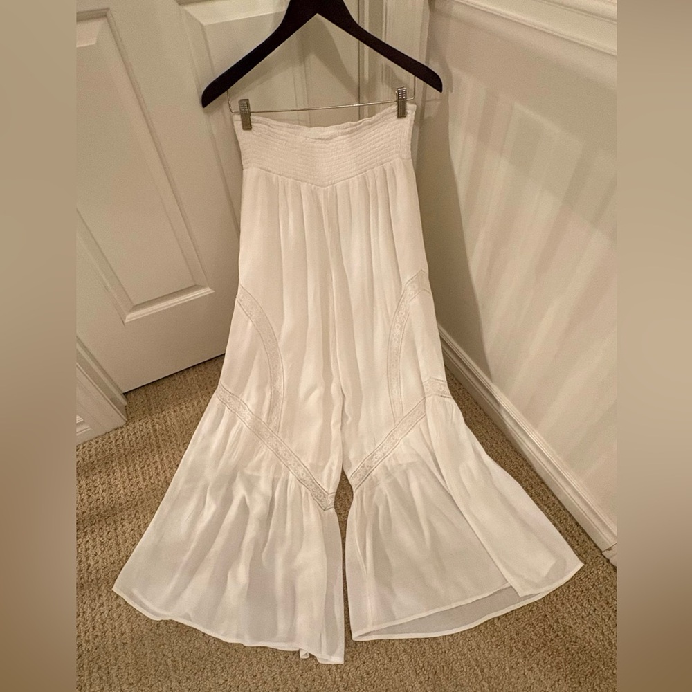 White Bohemian Tiered Maxi Wide Leg Pant